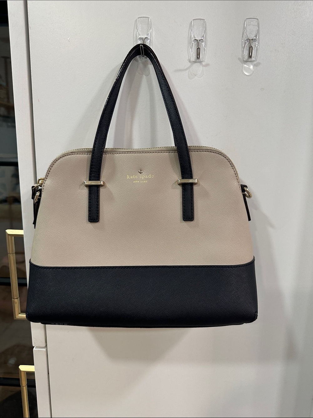 kate spade Black and Cream Structured Dome Satchel